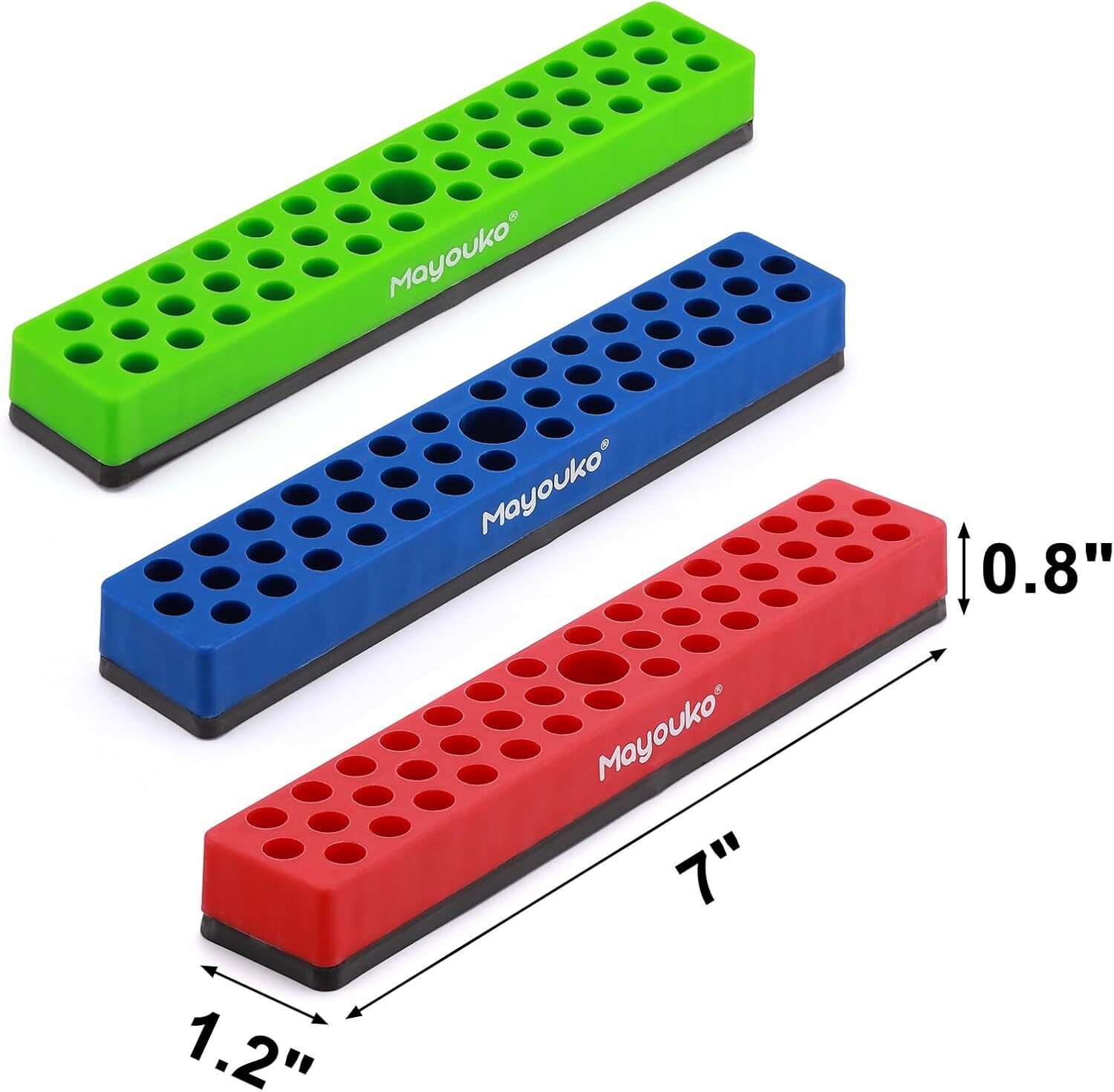 3PCS 1/4" Magnetic Hex Bit Holder Rack Organizer 129 Holes 1/4" Drill Bit Holder