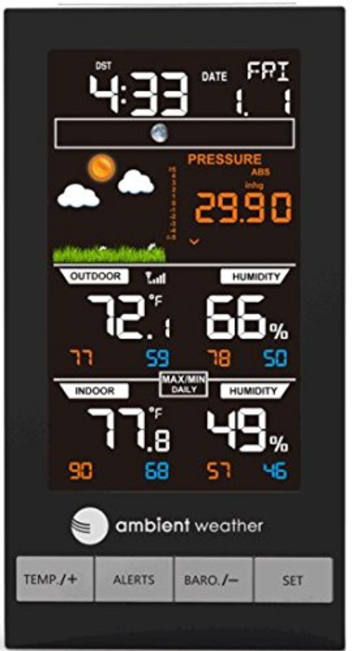 Precision Wireless Color Forecast Station - 2 Remote Sensors & Atomic Clock