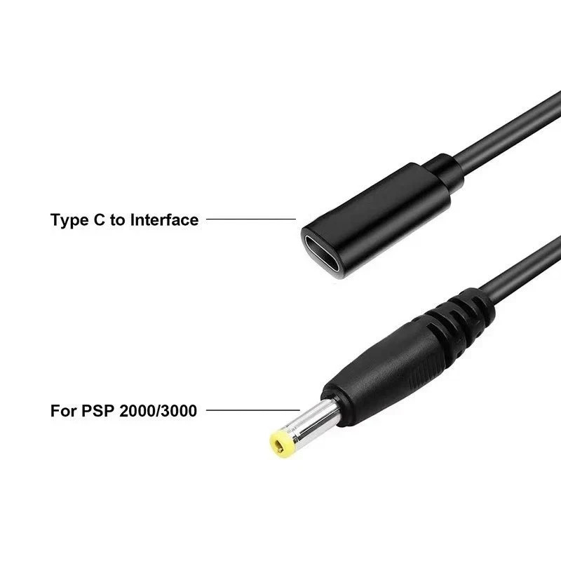 USB C Cable for PSP1000 2000 3000 Controller Charging Adapter Type C LED Convert