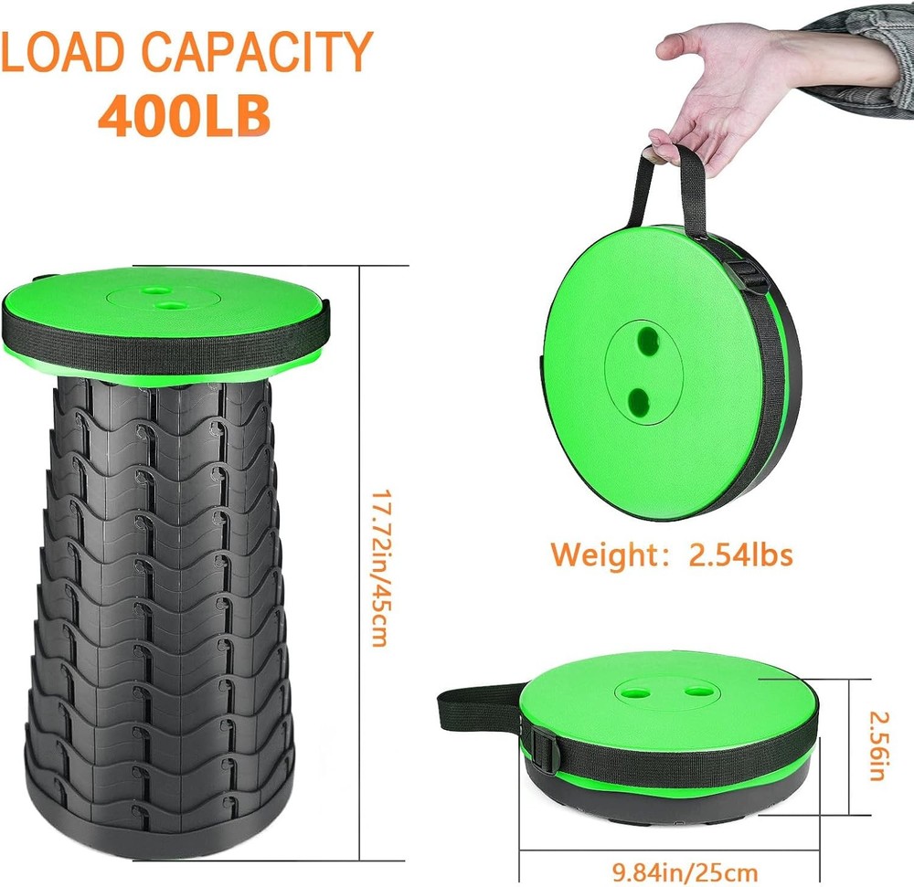 Boreeman Upgraded Folding Stool Lightweight Yet More Sturdy with Load Green