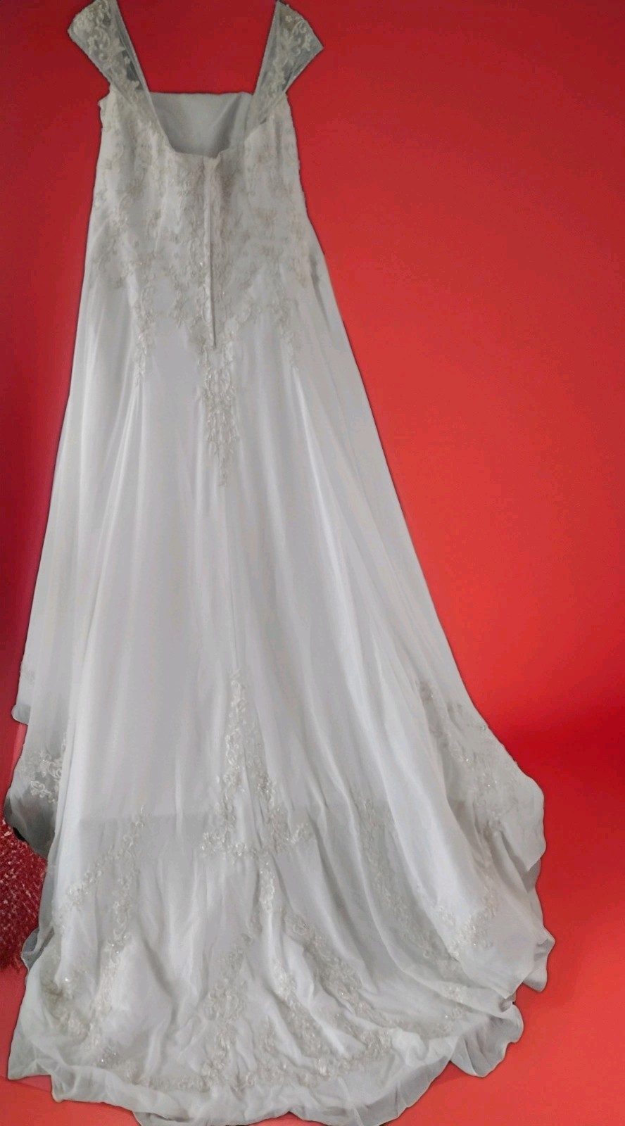 David's Bridal Wedding Dress Size 22 W with Under Slip size L and Bridal Vail
