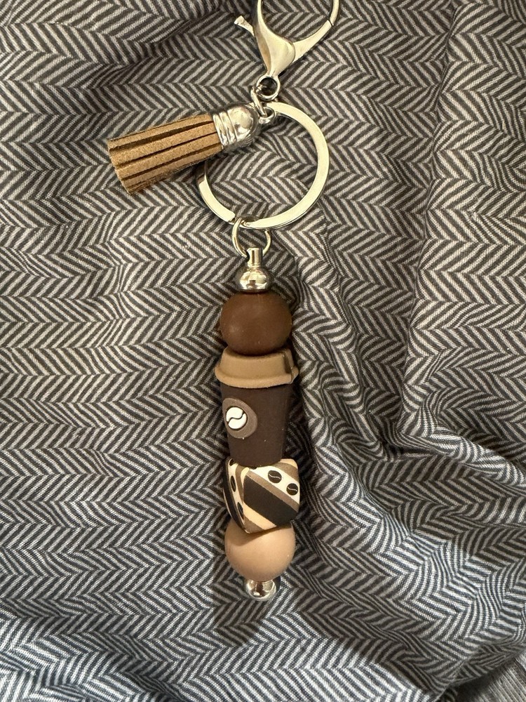 Handmade Beaded Keychains with Charms and Tassels, Assorted Designs