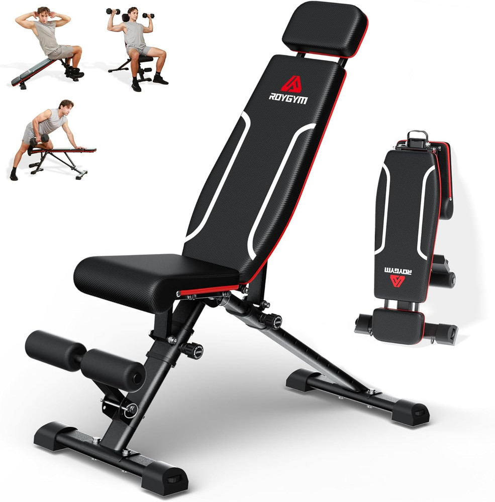 Weight Bench, 880Lbs Capacity Adjustable Workout Bench with Headrest for Bench P