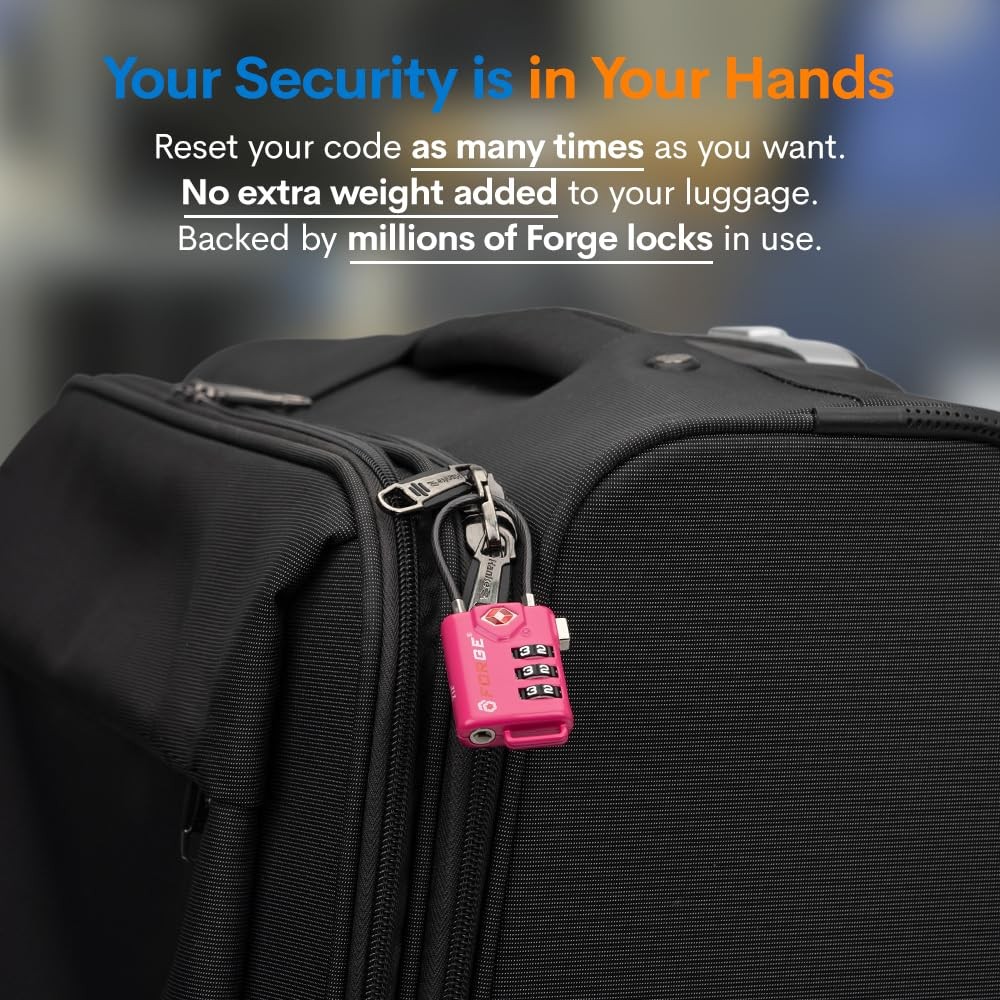 TSA Approved Cable Luggage Locks, Re-settable 4 Colors 4 Pack