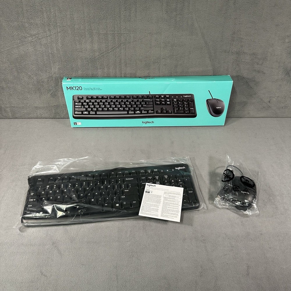 Logitech MK120 Wired USB Keyboard Mouse Desktop Combo