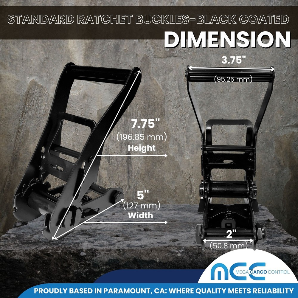 Mega Cargo Control 2" Replacement Standard Ratchets, Black Coated, 4-Pack