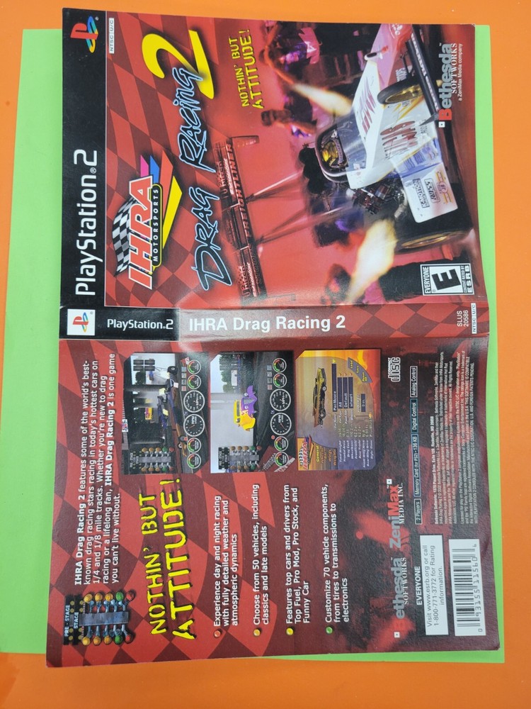 IHRA Drag Racing 2 PS2 ARTWORK ONLY Authentic Original
