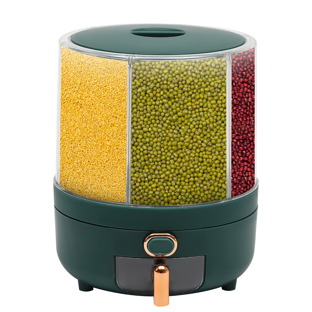 Rice Storage Container with 6 Compartments – Rotatable, Airtight Design