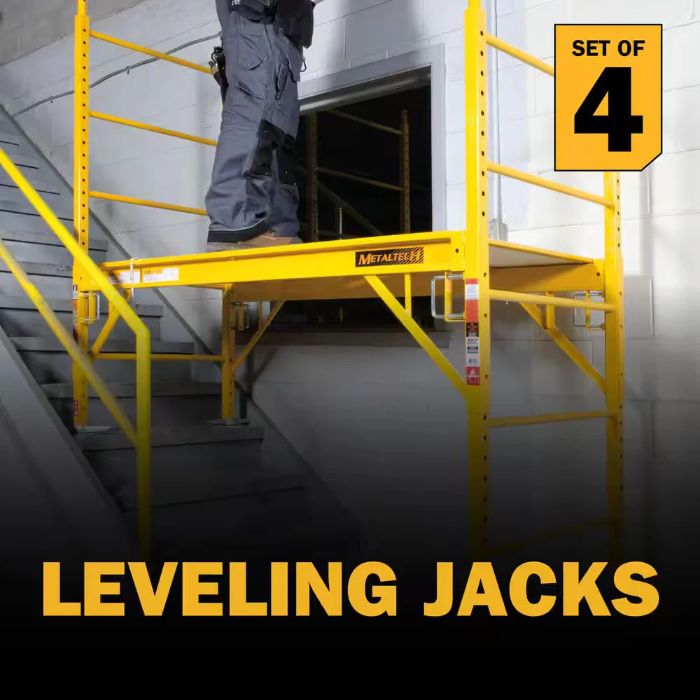 MetalTech 12in Steel Leveling Jacks 4Pc Adjustable Galvanized Scaffold Set