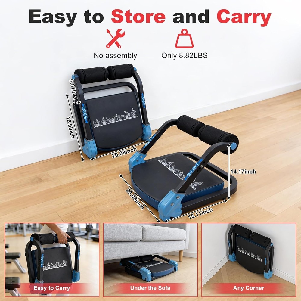 Adjustable Ab Trainer Ab Machine Sit Up Exercise Equipment & Core Machine blue