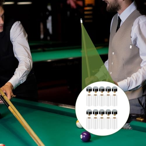 10 Sets Billiard Cues Tips Replacement, Screw On Pool Cue Tips with White