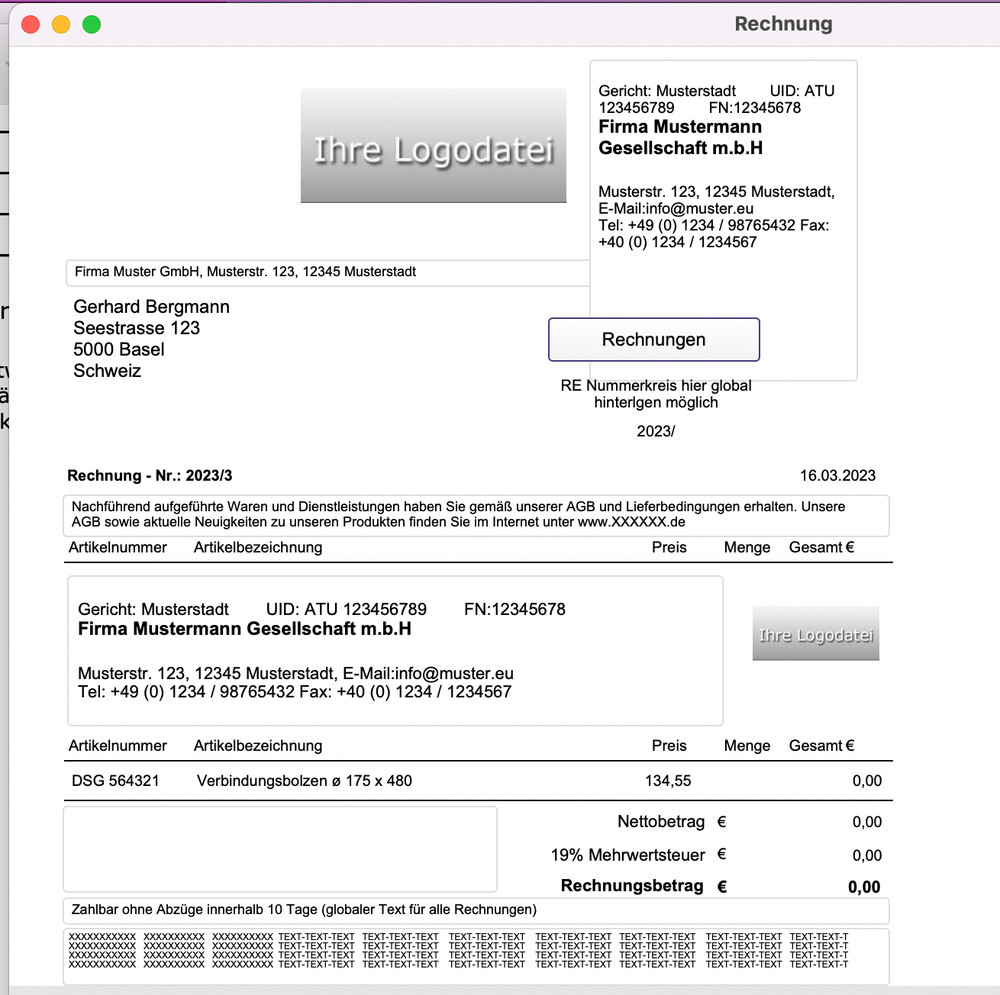 Invoice program invoice software no Excel also § 19 small business Mac Win