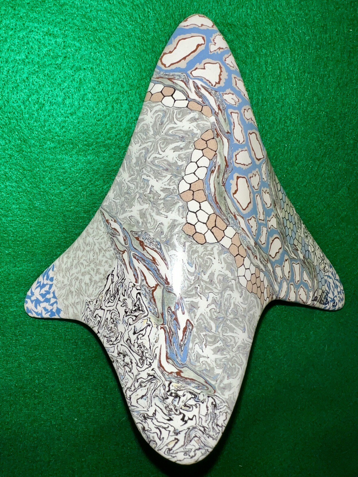 SIGNED Handcrafted NERIKOMI Art Pottery LOU MILLER 2001 Bowl Dish ORIGINAL