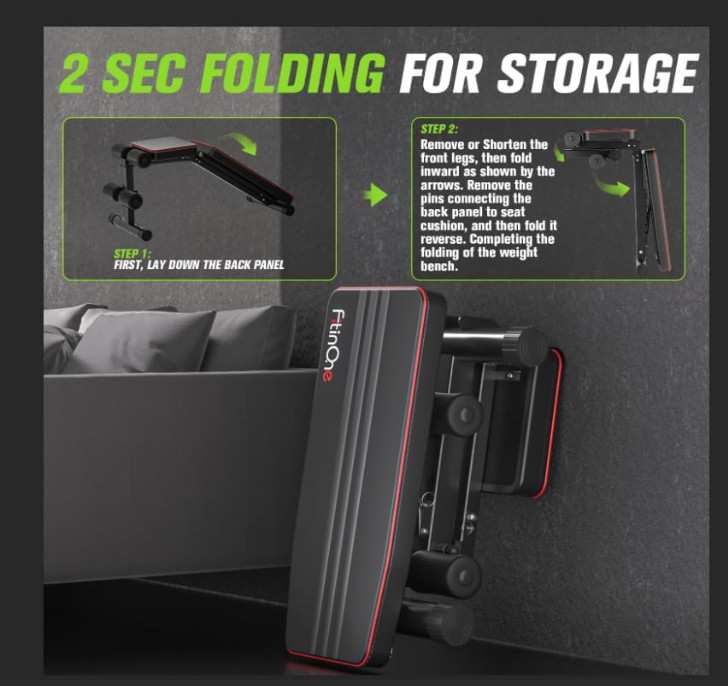 Adjustable Folding Weight Bench for Home Gym, 660 lbs Capacity Multi-Functional