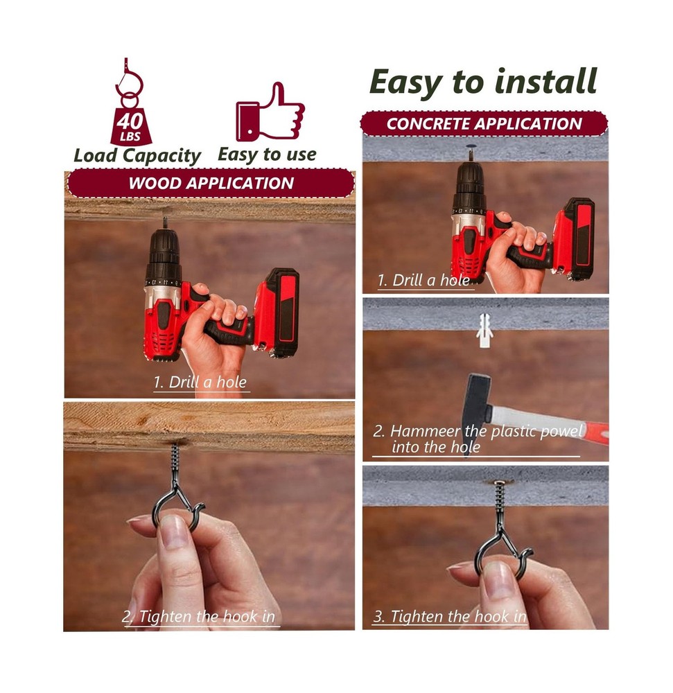 String Lights Screw Hooks for Hanging, Ceiling Hooks for Hanging So... Fast Ship