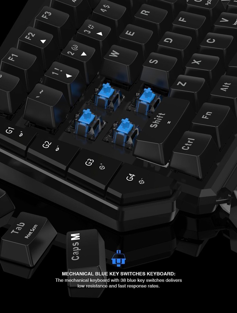 GameSir VX Single Hand Wireless Gaming Keyboard Mouse for PS4 Xbox Switch PC