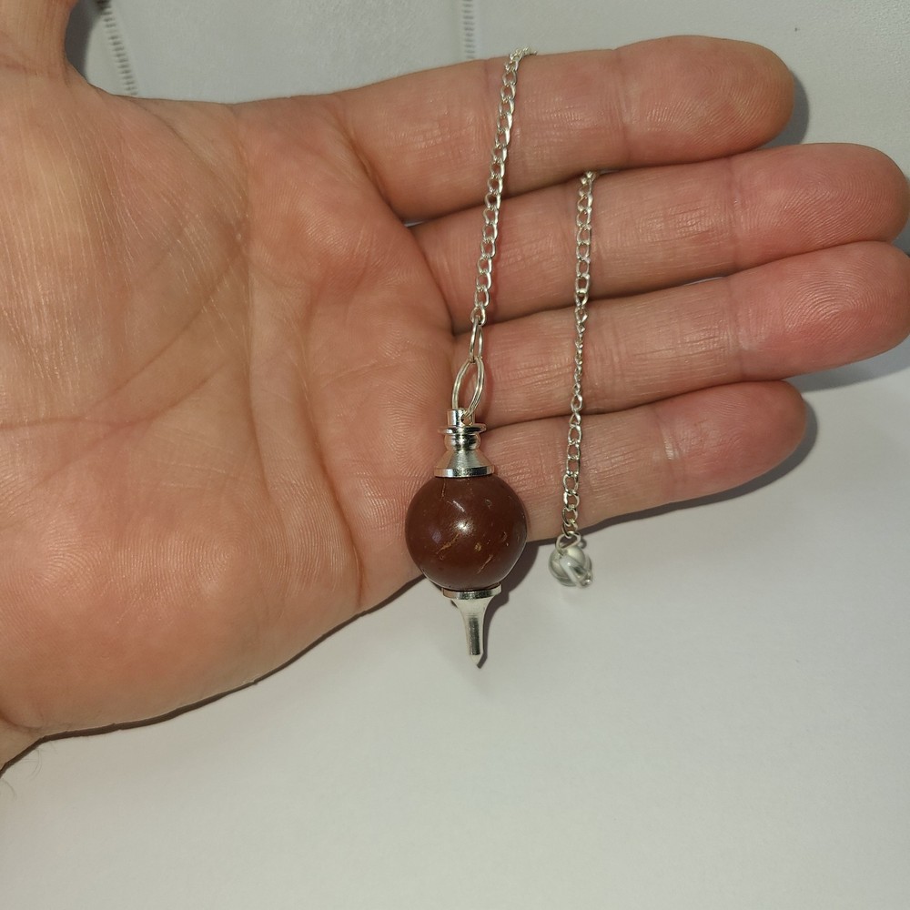 Red Jasper Sephoroton Ball Sphere Crystal Dowsing Pendulum Divination Tool
