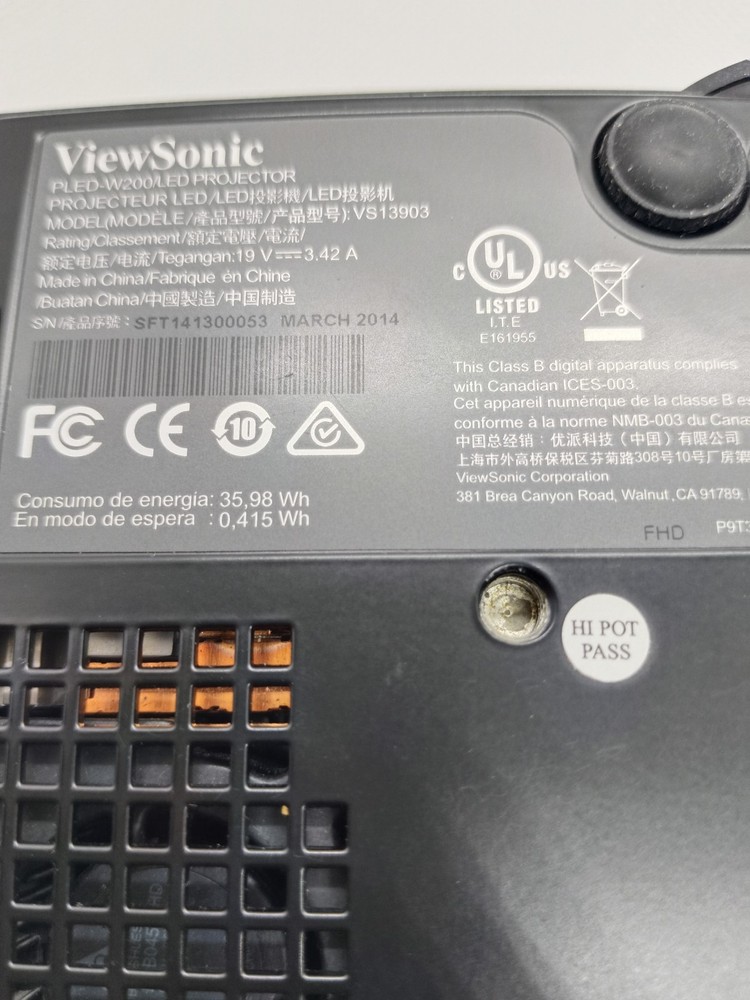 ViewSonic PLED-W200 DLP Mini Proyector Wide XGA