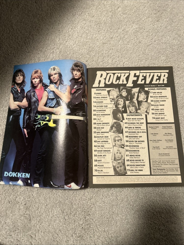 ROCK FEVER MAGAZINE APRIL 1985 KISS PAUL STANLEY COVER VAN HALEN MOTLEY CRUE