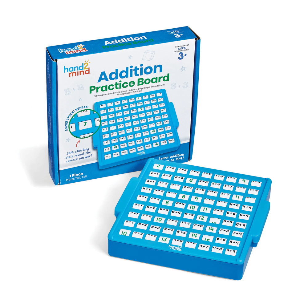 hand2mind Addition Practice Board Ages 3+ Self-Checking Math Toy 81 Equations