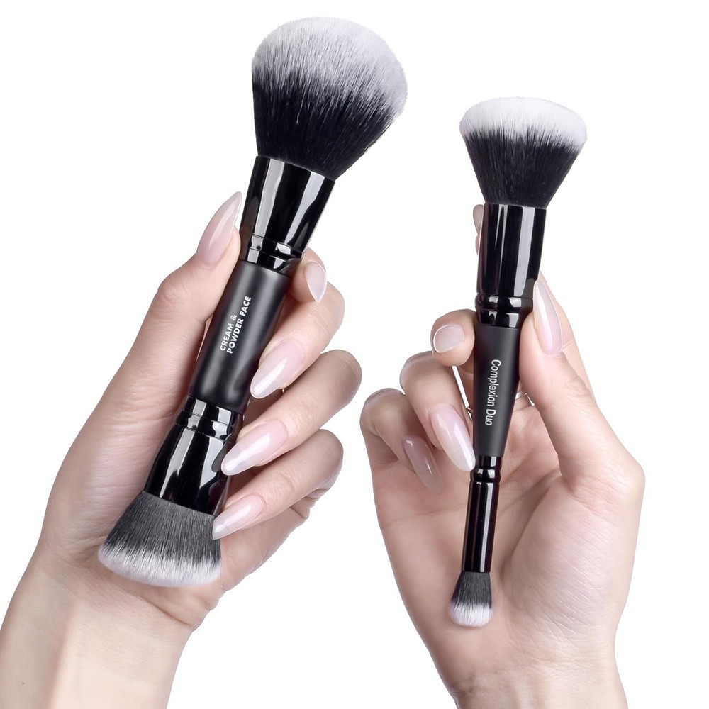 Dual-Ended Makeup Brush Set: Blush, Bronzer & Concealer Essential