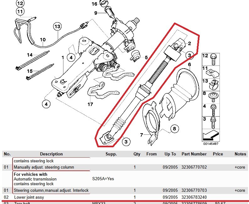 BMW Lower Joint Assembly for Steering Column 32306768764