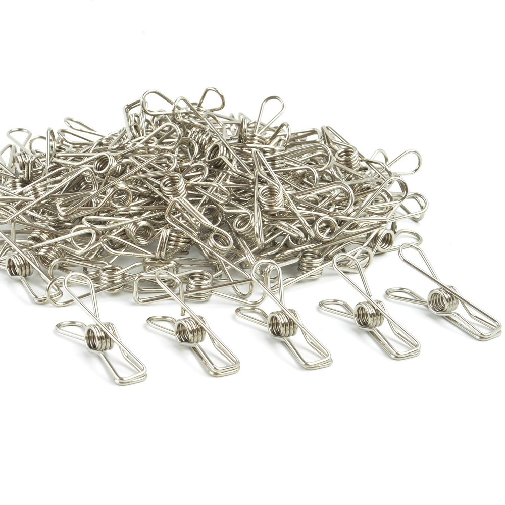 Wire Clothespins Laundry Chip Clips - 100 Pack Bulk Clothes Small, Silver