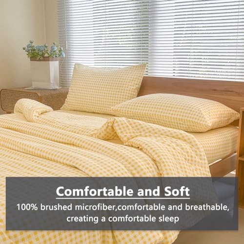 Comforter Set Bedding Comforter Sets, Yellow Grid Bed Queen Yellow Gingham