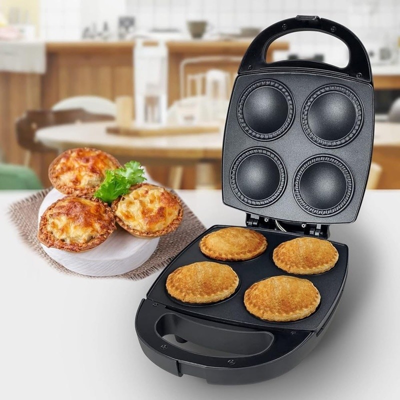 Mini Pie Maker Nonstick 4 Cup Quick Cooking Easy Clean Compact Kitchen Baker New