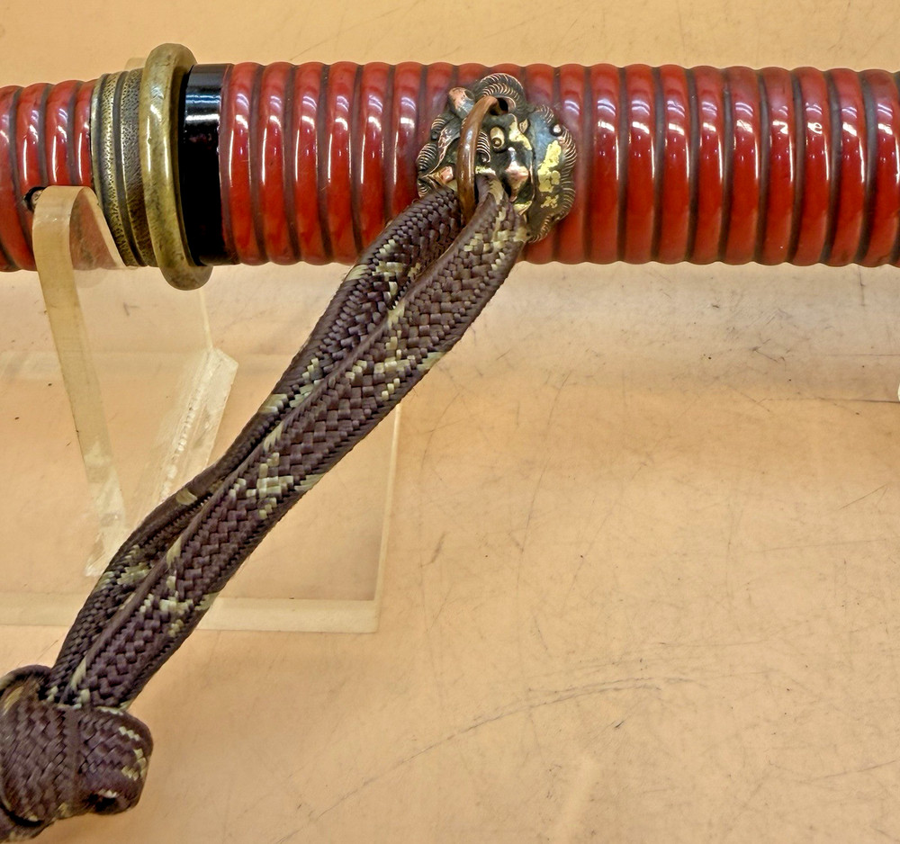 Japanese Edo Red Lacquer Tanto, Signed Blade & Complete Fitting Set