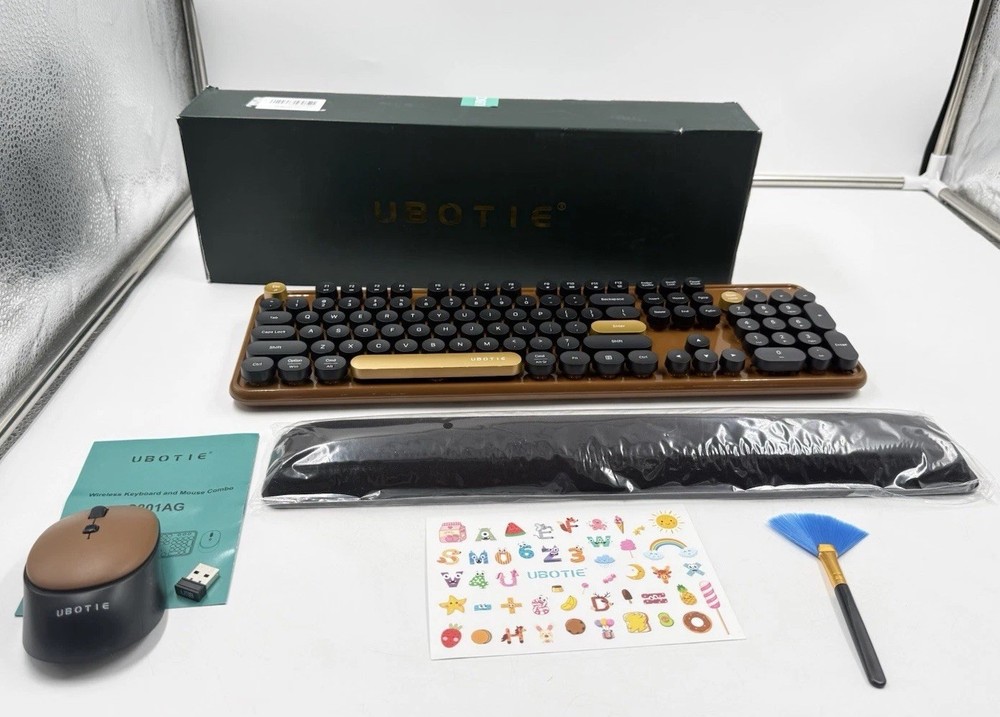 Ubotie Colorful Wireless Computer Keyboards Mouse Combos Polychrome Round Keycap