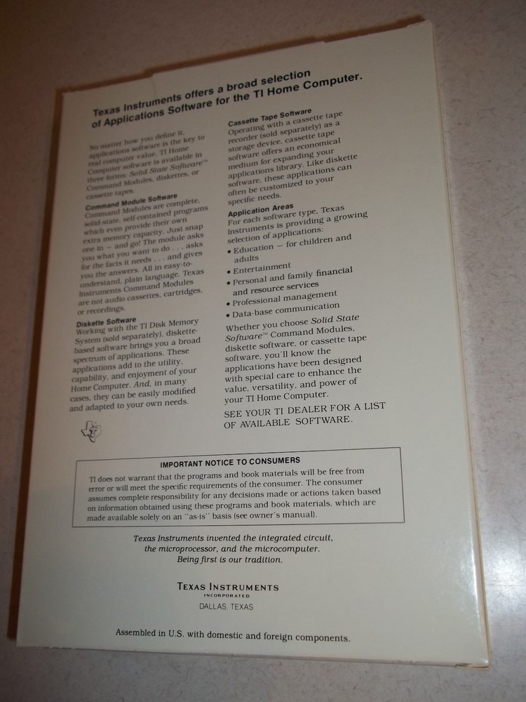 NEW TI-99/4A TI-99/4 Disk TEACH YOURSELF BASIC Diskette Software NOS Educational