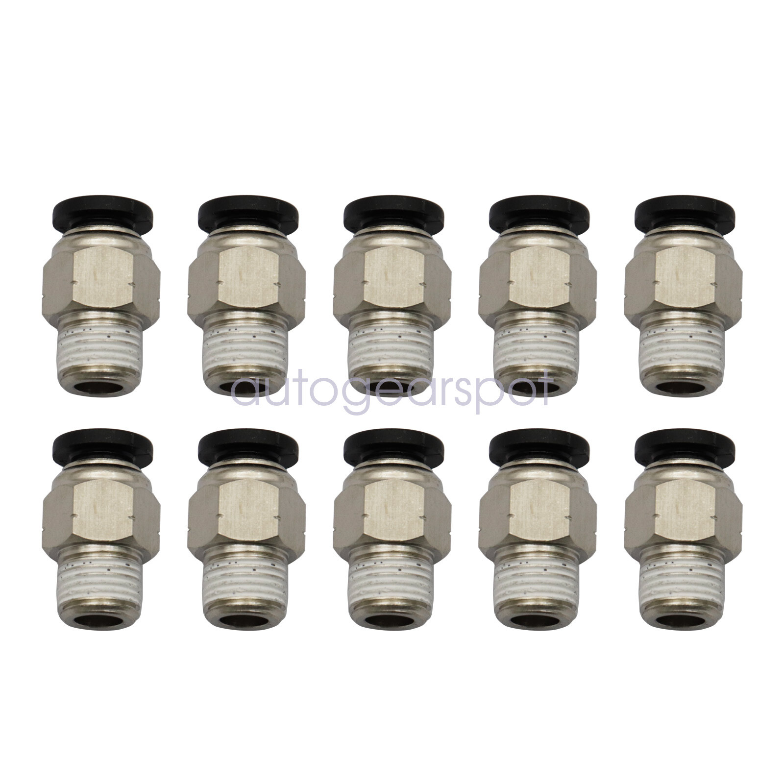 1/4" OD Tube X 1/8" NPT Pneumatic Fitting, Push to Connect Air Fitting (Qty 10)