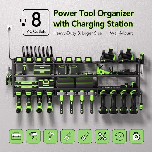 Power Tool Organizer Wall Mount with 12Drill Slots(Clean Version - No Plate)