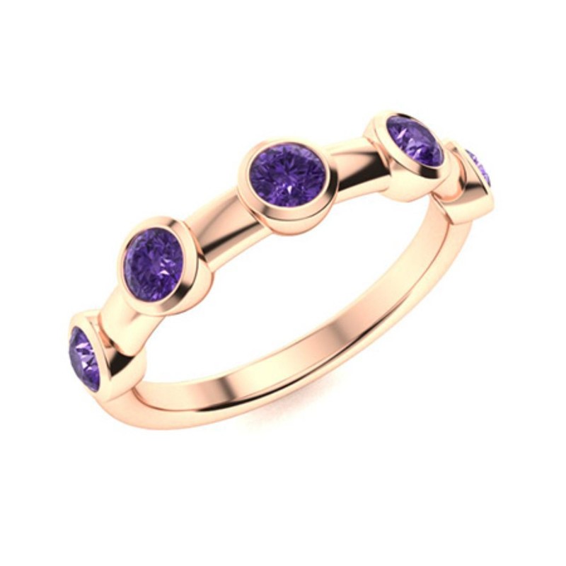 Amethyst Gemstone Statement Eternity Elegant New Ring 925 Sterling Silver