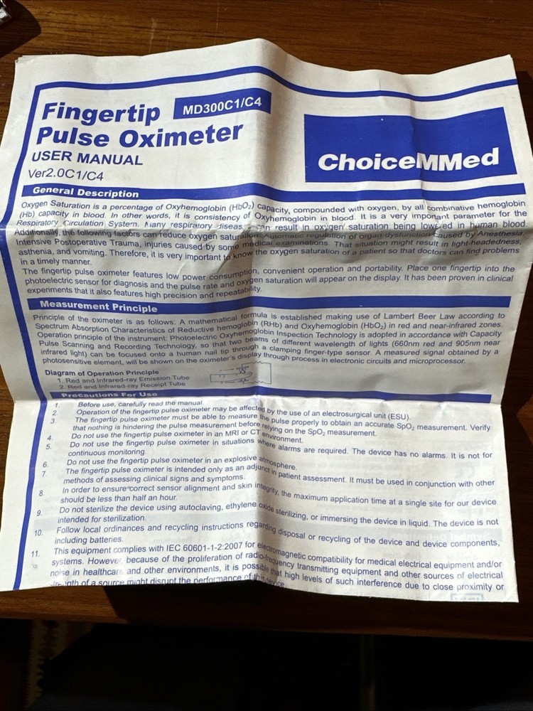ChoiceMMed Pulse Oximeter EZ Read Dependable new condition, Authentic