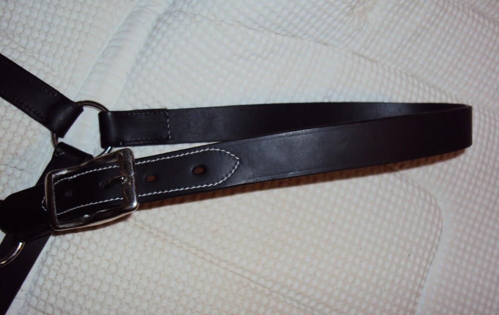 ABETTA Leather BLACK Halter- Silver Hardware/Snap - Adjustable - Full Size - NEW