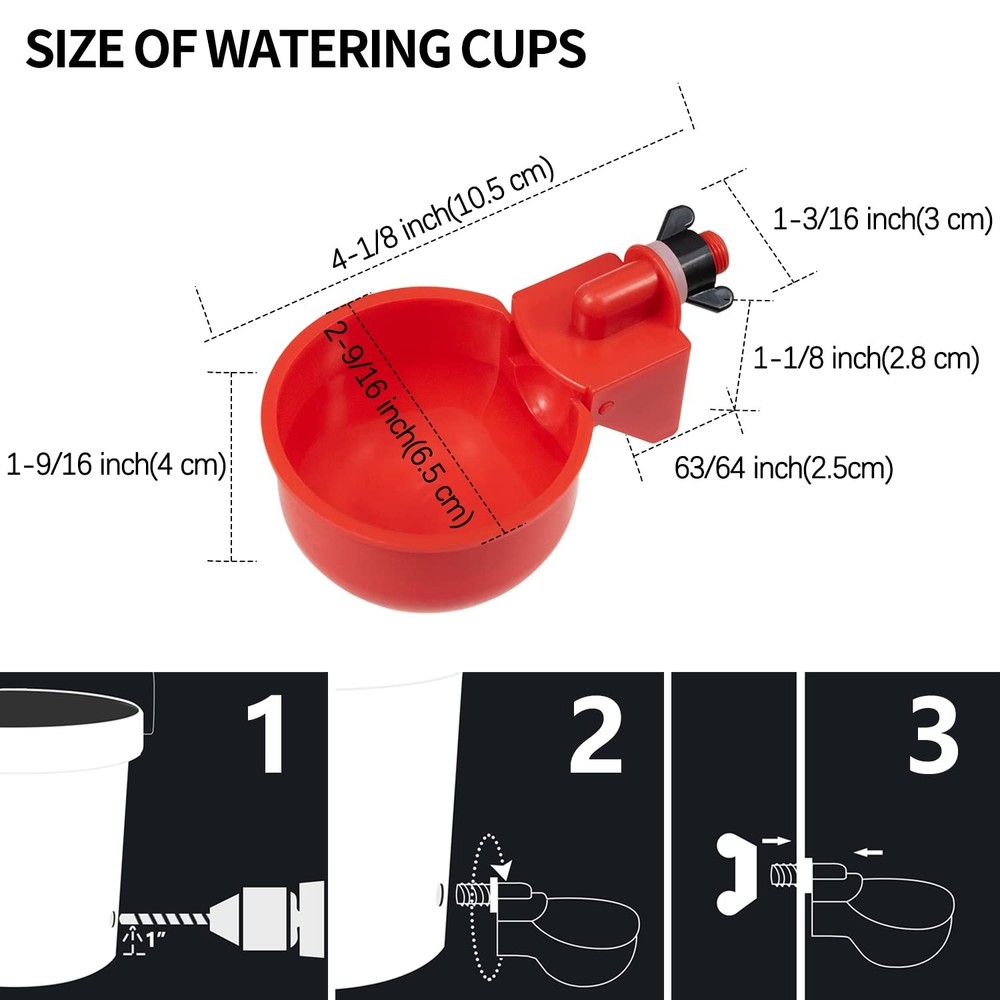Chicken Automatic Waterer Kit for Poultry Float Style Gravity Water Feeder Dr...