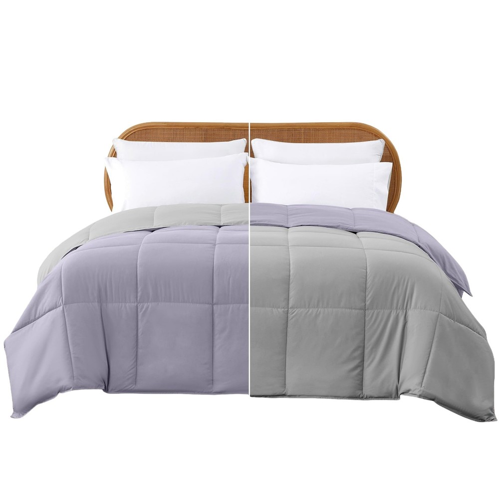 Down Alternative Reversible Comforter Purple/Silver Queen