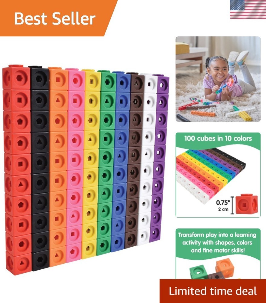 Interactive Math Cubes - 100 Counting Blocks for Preschool & Primary Learning