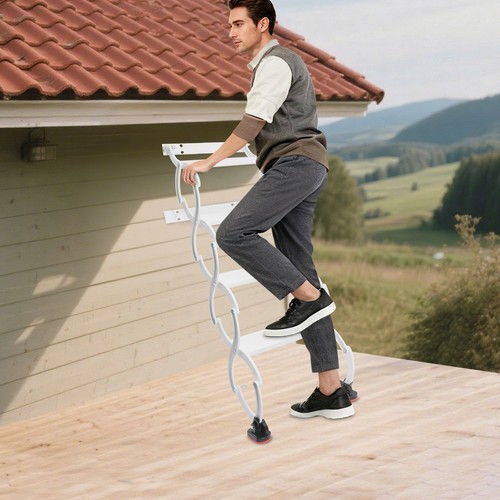 Attic Loft Pull Down Ladder 4 Step Wall Mounted Retractable Folding Stairs 39.4"