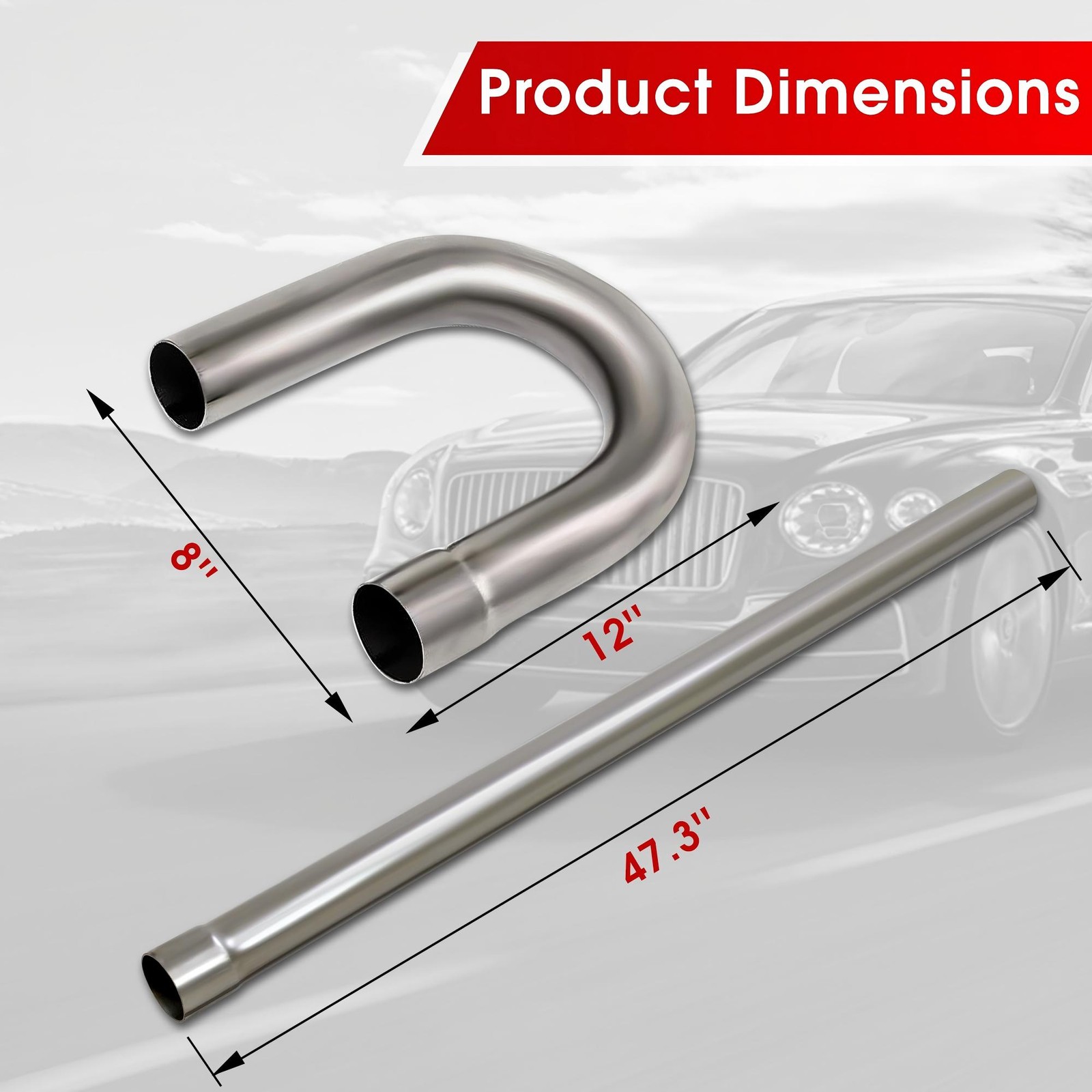 3" Inch 76mm Stainless Steel Exhaust Pipe Piping Mandrel Straight U Bend Kit