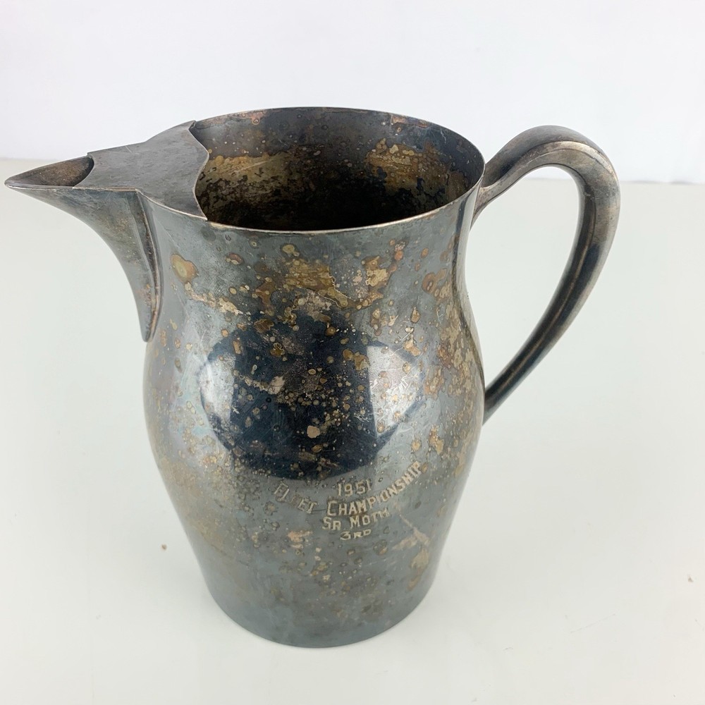 Vintage Pitcher Trophy Silver Plate 1951 Fleet Championship Poole Silver Co 525