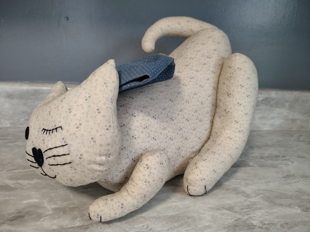Vintage Handmade Plush Cat Large Doorstop
