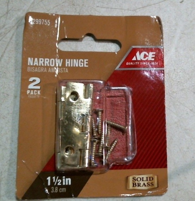 Ace 5299755 1 1/2" Narrow Hinge Solid Brass 2 Pack FREE SHIPPING