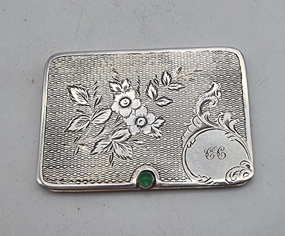 SUPERB ANTIQUE SILVER DOUBLE STAMP CASE BIRMINGHAM 1910