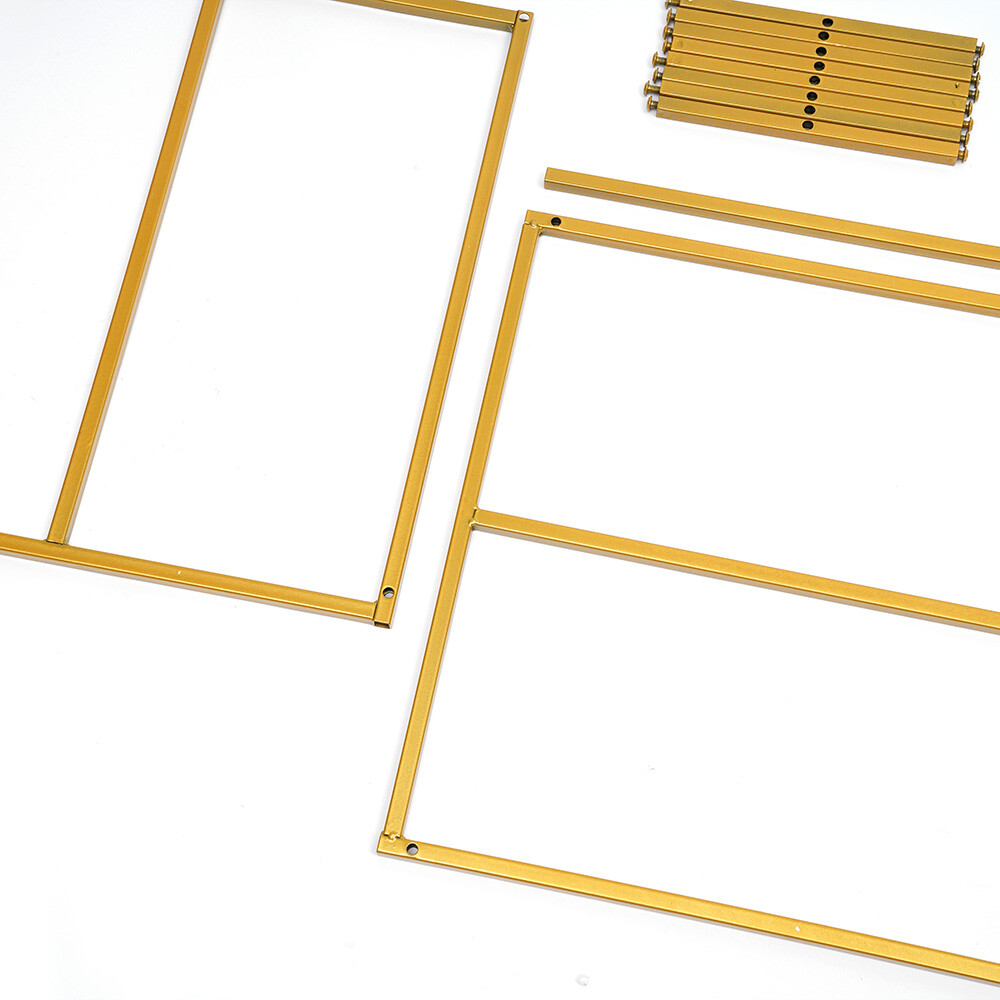 Backdrop Stand Rectangular Frame Electroplated Gold For Wedding Party 4 Layer