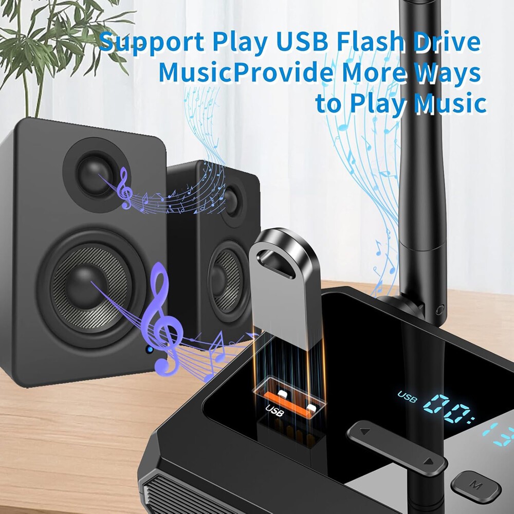 Bluetooth 5.3 Transmitter Receiver Long Range For TV Home Stereo Audio Adapter