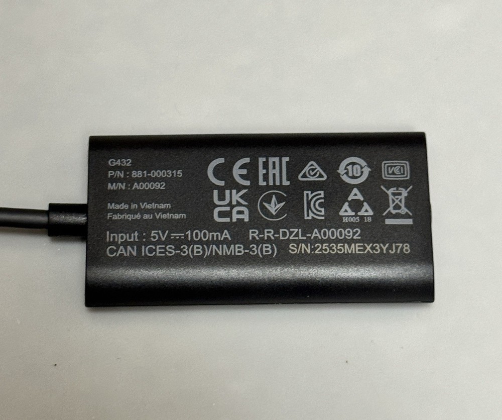 Logitech G432 USB Audio Adapter 7.1 Headset Combo Jack A00092 Tested