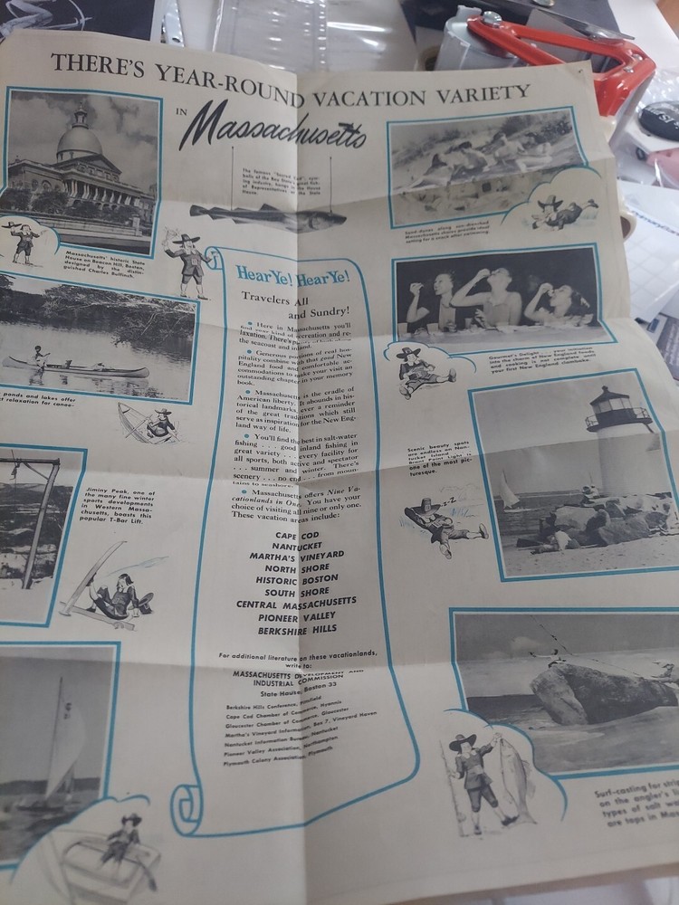 Vintage Massachusetts Tourist Map